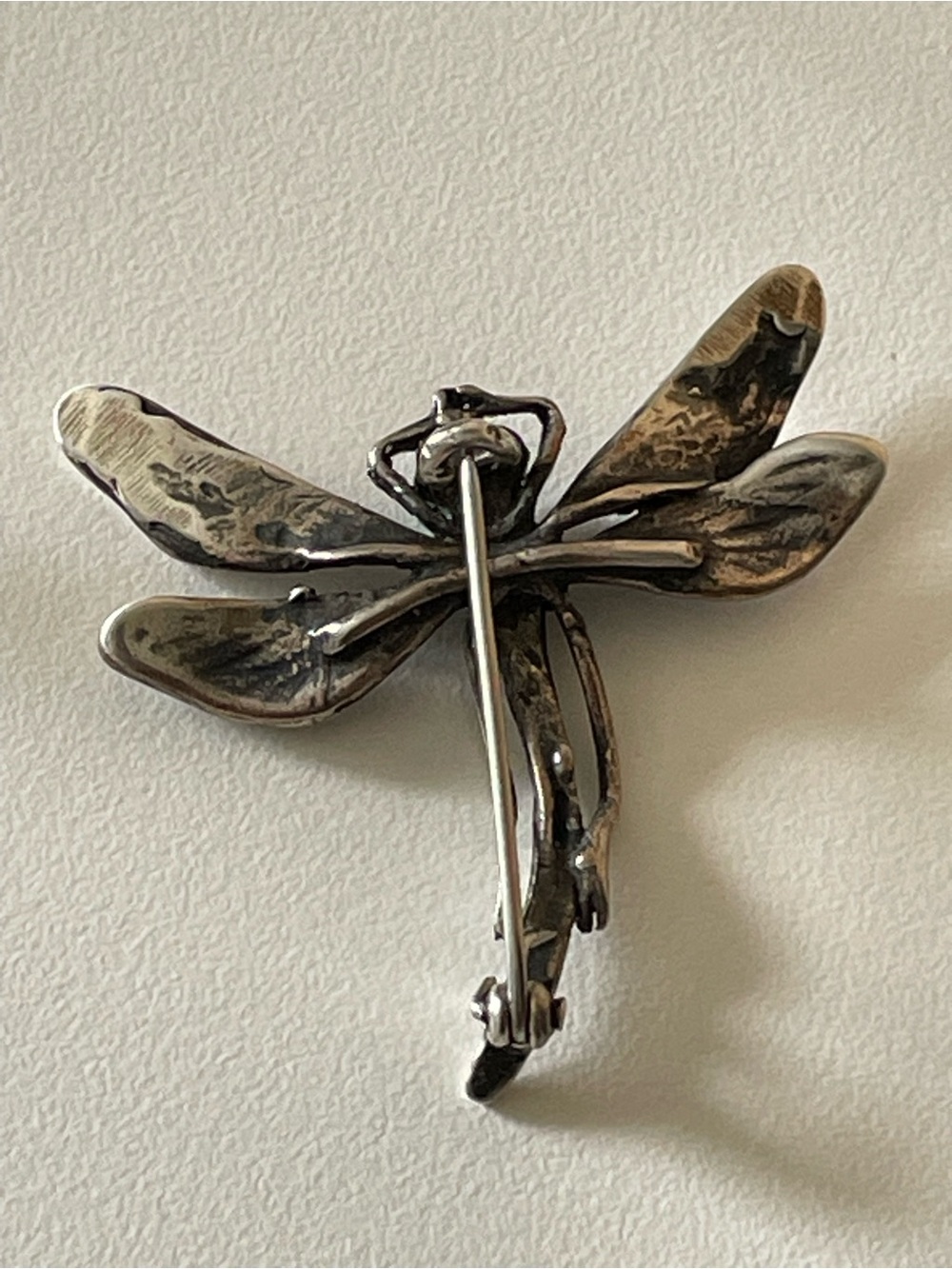 Artisan Art Nouveau Emerald Eyes Dragonfly Vintage Pin #7218 - Picture 6 of 11